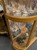 Tall Lighted Display Case Curio China Cabinet Hutch Showcase Curved Glass (Side Entry)
