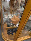 Tall Lighted Display Case Curio China Cabinet Hutch Showcase Curved Glass (Side Entry)