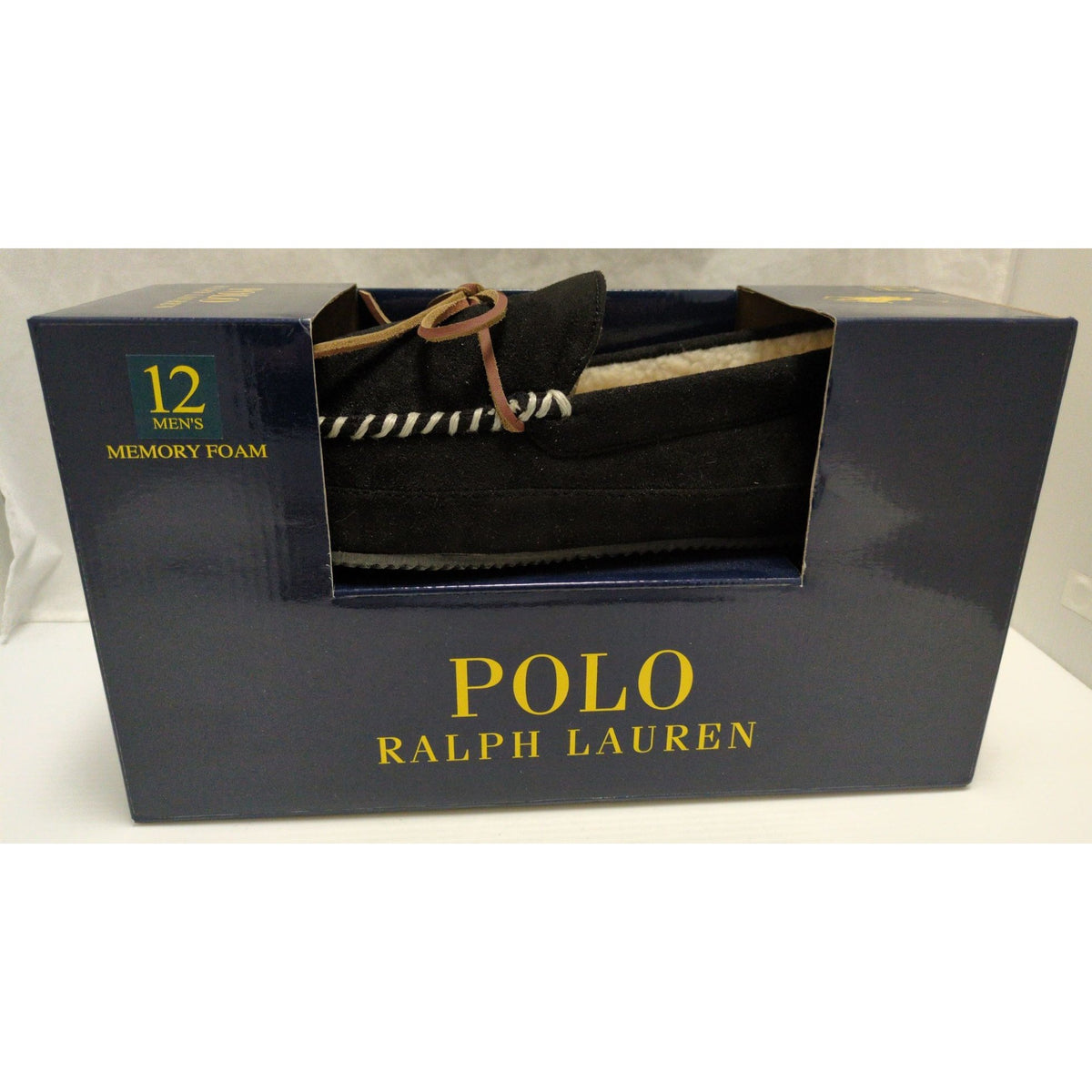NEW Size 12 Black Polo Ralph Lauren Men's Faux Suede Slippers