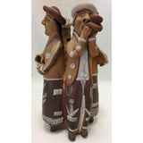 10" Indian Couples Raquel’s Peruvian Andes Terracotta Clay Pottery Whistle Folk Art Collection Figurine