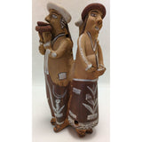10" Indian Couples Raquel’s Peruvian Andes Terracotta Clay Pottery Whistle Folk Art Collection Figurine