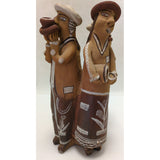 10" Indian Couples Raquel’s Peruvian Andes Terracotta Clay Pottery Whistle Folk Art Collection Figurine