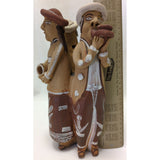 10" Indian Couples Raquel’s Peruvian Andes Terracotta Clay Pottery Whistle Folk Art Collection Figurine