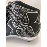 Size 11 Under Armour C1N Cam Newton Mens Mid Football Cleats Shoes Black White Synthetic Textile Upper