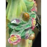 AS-IS 14" Chalkware Bonnet Lady Holding Basket of Flowers Dress Victorian Ceramic Woman Chalk Ware