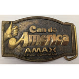 Can Do America Amax Coal Company BTS Solid Brass Belt Buckle USA Mining Vintage