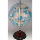 12" Blue Table Globe Time Zones World Nation Metal Axis Faux Wood Base Modern