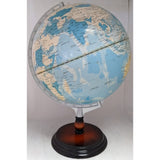 12" Blue Table Globe Time Zones World Nation Metal Axis Faux Wood Base Modern