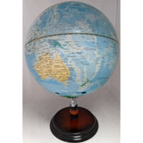12" Blue Table Globe Time Zones World Nation Metal Axis Faux Wood Base Modern