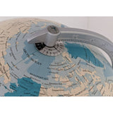 12" Blue Table Globe Time Zones World Nation Metal Axis Faux Wood Base Modern