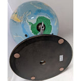 12" Blue Table Globe Time Zones World Nation Metal Axis Faux Wood Base Modern