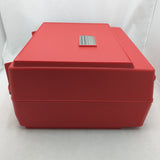 AS-IS Orange Red Portable GE Record Player LP Automatic Solid State Suitcase Vintage