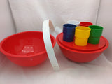 Ingrid Picnic Ball Red Basket Mid Century 6 Plates Bowls Cups