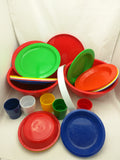 Ingrid Picnic Ball Red Basket Mid Century 6 Plates Bowls Cups