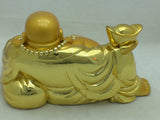 10x7 Golden Laughing Buddha Gold Smiling Statue Figure Resin Laying Down Resting