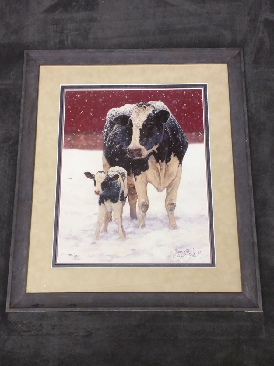 Cow Calf First Christmas Bonnie Mohr Signed Numbered Print Pocatello