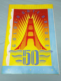 Golden Gate Bridge Poster Signed Primo Angeli 50th Anniversary Art Deco