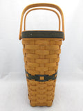 2000 9x5x9 Green Band Double Swing Handle Longaberger Basket Woven Oval Rectangle