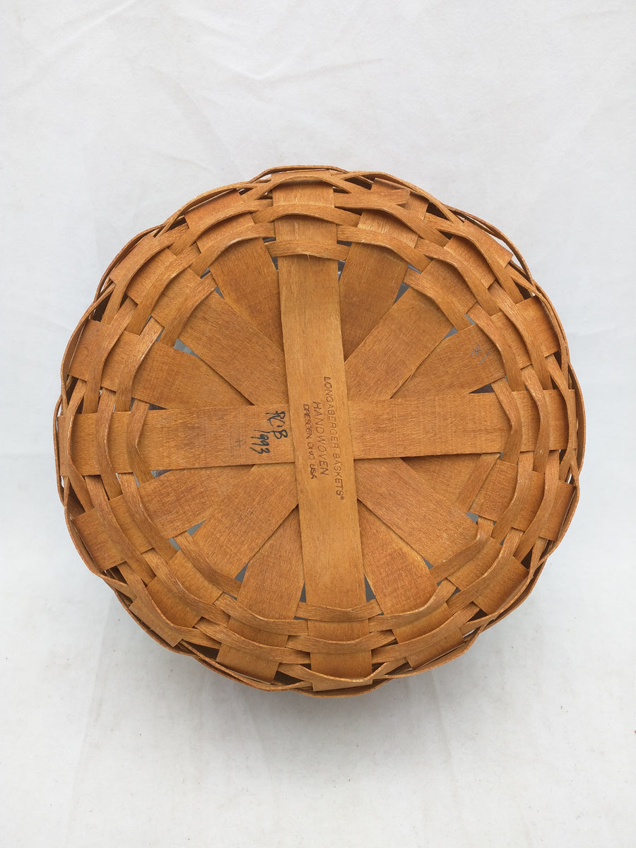 1993 7x3 Round Small Leather Handles Protector Longaberger Basket