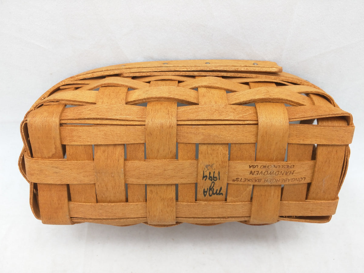 1994 7.5x4x2 Oblong Oval Leather Handles Small Longaberger Basket