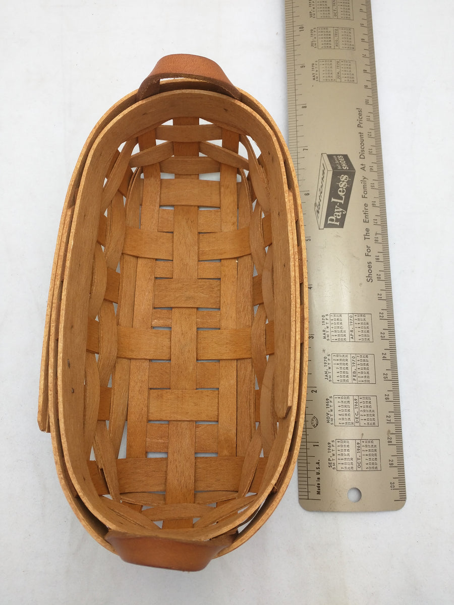 1994 7.5x4x2 Oblong Oval Leather Handles Small Longaberger