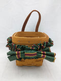1999 4x4x3.5 Ribbon Wall Small Longaberger Basket Woven Leather Hanger Square