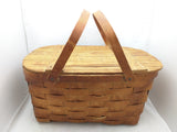 18x11.5x9 Wov-N-Wood Jerywil Picnic Wicker Basket Hinge Lid Vintage (No Tray)