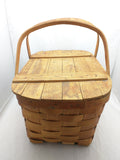 18x11.5x9 Wov-N-Wood Jerywil Picnic Wicker Basket Hinge Lid Vintage (No Tray)