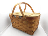 18x11.5x9 Wov-N-Wood Jerywil Picnic Wicker Basket Hinge Lid Vintage (No Tray)
