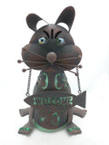 11.5" Cat Welcome Sculpture Outdoor Yard Metal Statue Figurine
