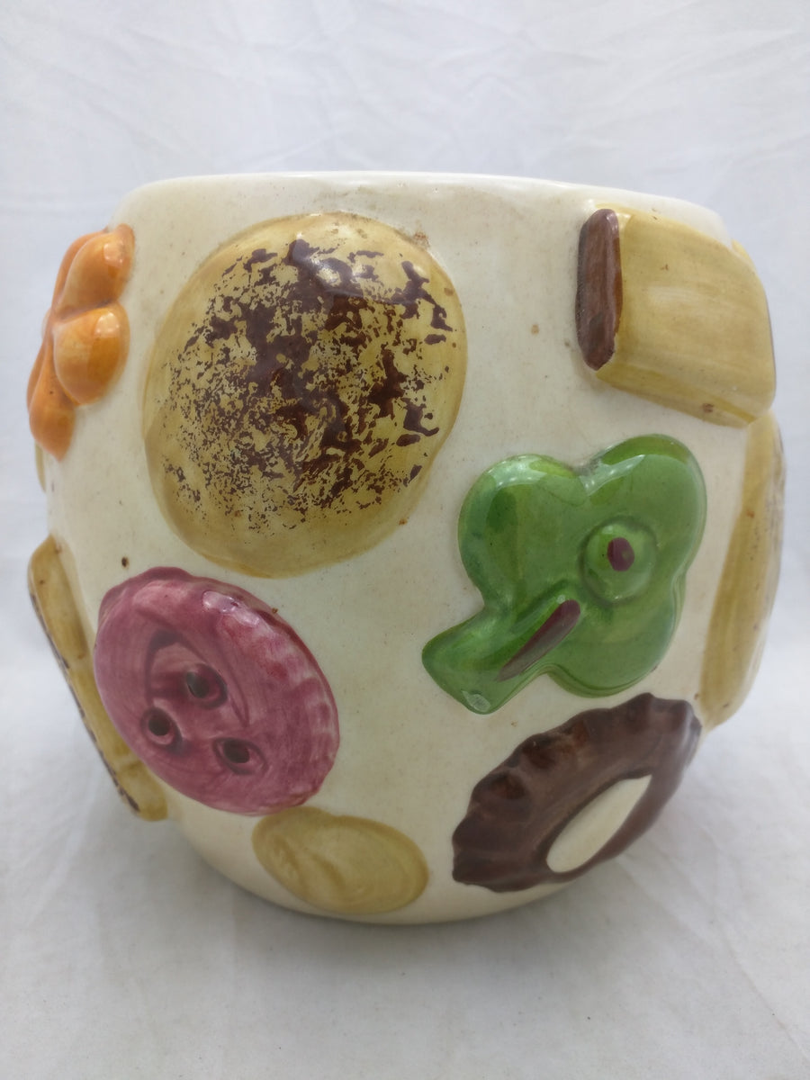 Vintage Los Angeles Potteries Cookies All Over Walnut Lid Cookie Jar – SOLD  – Aunt Gladys' Attic