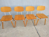 4 Hill Rom Chairs Mid Century Wood Plywood Backs Metal Office School Kitchen