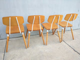 4 Hill Rom Chairs Mid Century Wood Plywood Backs Metal Office School Kitchen