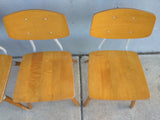 4 Hill Rom Chairs Mid Century Wood Plywood Backs Metal Office School Kitchen