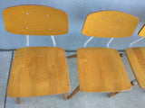 4 Hill Rom Chairs Mid Century Wood Plywood Backs Metal Office School Kitchen