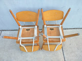 4 Hill Rom Chairs Mid Century Wood Plywood Backs Metal Office School Kitchen