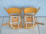 4 Hill Rom Chairs Mid Century Wood Plywood Backs Metal Office School Kitchen