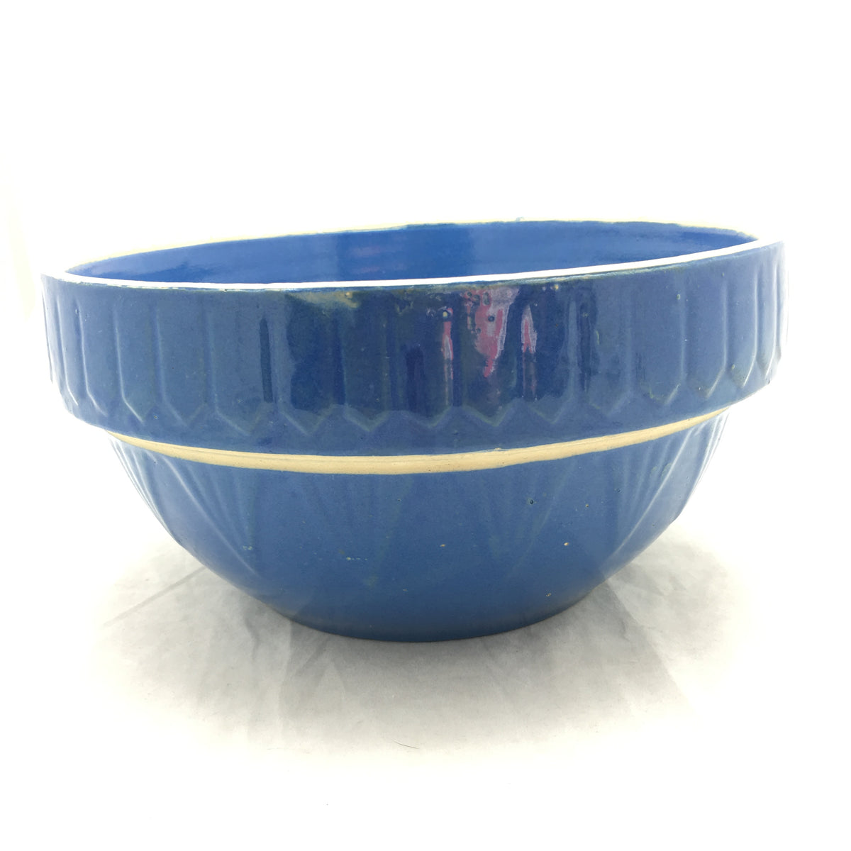 Antique 10 Blue Stoneware Crock Bowl  Sawtooth Edge Mixing Bowl –  ThriftyWhitney