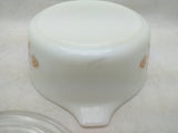 WHITE W/LID Pyrex GOLD BUTTERFLY 1.5 PT Butterscotch 472 CASSEROLE Handle VTG 1972