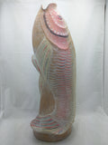 20" Log Two Salmon Chainsaw Carving Koi Carp Fish Trunk Wood Wooden Statue Art