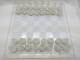 Chess Checkers 14" Frosted Clear Set Glass Board