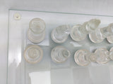 Chess Checkers 14" Frosted Clear Set Glass Board