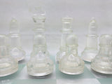 Chess Checkers 14" Frosted Clear Set Glass Board