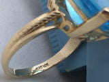 10K Gold CID Blue Topaz Ring 8.9 grams Huge Oval Cut Vintage