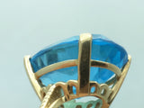 10K Gold CID Blue Topaz Ring 8.9 grams Huge Oval Cut Vintage
