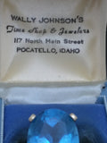 10K Gold CID Blue Topaz Ring 8.9 grams Huge Oval Cut Vintage