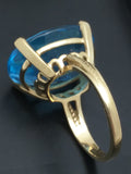 10K Gold CID Blue Topaz Ring 8.9 grams Huge Oval Cut Vintage