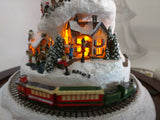 AS-IS Holiday Reflections Thomas Kinkade CHRISTMAS TREE MOVING TRAIN MUSIC LIGHTED