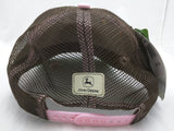 New Horseshoe John Deere Cowgirl at Heart Hat Pink Cream Brown Mesh Cap Snapback