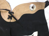 22"waist? Kids Chaps Cowboy Fur Pockets Youth Real Leather Black Halloween Costume